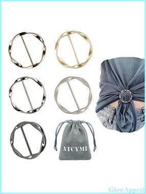 Zinc Alloy Silk Scarf Ring Clip T-Shirt Tie Clips Set with Storage Bag